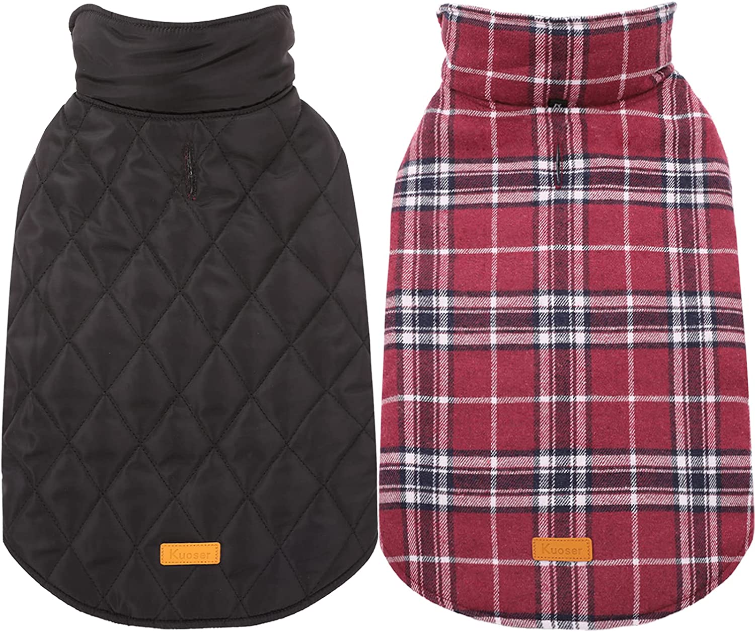 Cozy Waterproof Windproof Reversible British Style Plaid Dog Vest , Warm Dog Apparel for Cold Weather