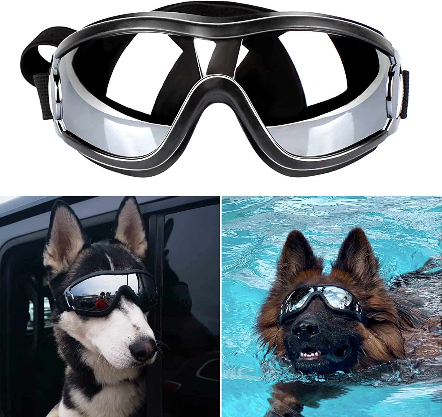 Dog Goggles Adjustable Strap for Travel Skiing and Anti-Fog